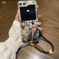 JieHui สำหรับ Samsung Z Flip5 PC Frosted White luffy solon เคสโทรศัพท์แฟชั่น