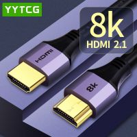 YYTCG 8K ใช้ได้กับสาย HDMI 2.1 HDR RGB 4:4 Kabel Audio Video Ultra-HD (UHD) 48Gbps 8K 60Hz 4K 120Hz สาย HD HDMI เฉียบ