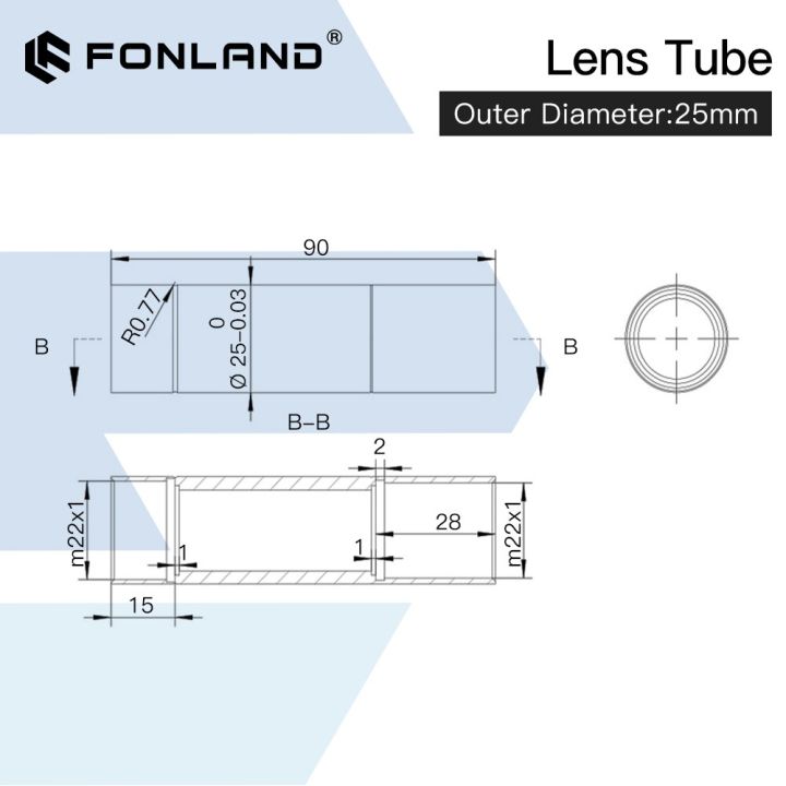 fonland-co2-o-d-25mm-lens-tube-for-d20-f50-8-63-5-101-6mm-lens-co2-laser-cutting-engraving-machine