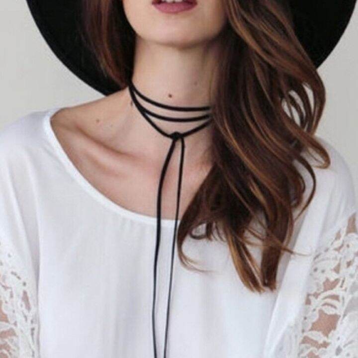 2pcs-lot-fashion-trendy-choker-necklace-black-leather-velvet-strip-women-collar-party-jewelry-neck-accessories-chokers-adhesives-tape