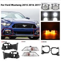 ไฟ LED กรอบไฟหน้าฝาครอบไฟตัดหมอกไฟหน้ากระจกผู้โดยสารด้านขวาสำหรับ Ford Mustang 2015 2016 2017อุปกรณ์ตกแต่งรถยนต์