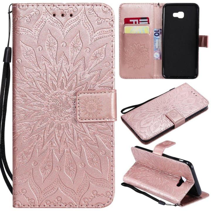 Embossing Sunflower Leather Wallet Case for Samsung Galaxy J7