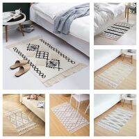 【YF】 Fabric Braided Entrance Door Mat Hallway Porch Table  Anti-slip Tassel Kitchen Rug 60x90cm