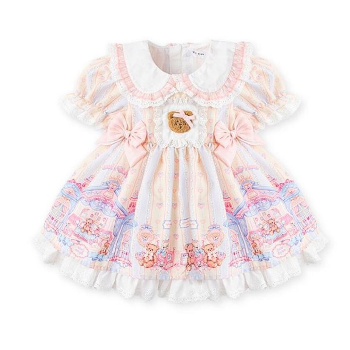 2023-new-lolita-summer-kids-dress-childrens-clothing-for-girls-little-bear-bow-baby-clothes-princess-dress