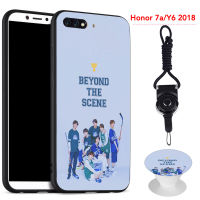 BTS เคสโทรศัพท์สำหรับ Huawei Honor 7A/Y6 2018ซิลิคอนนุ่มกรณีที่มีรูปแบบเดียวกันแหวนและเชือก