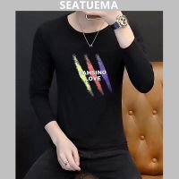 SEATUEMA เสื้อยืดแขนยาวยอดนิยมชายเสื้อยืดแขนสั้นสไตล์เกาหลีเสื้อยืดลำลอง