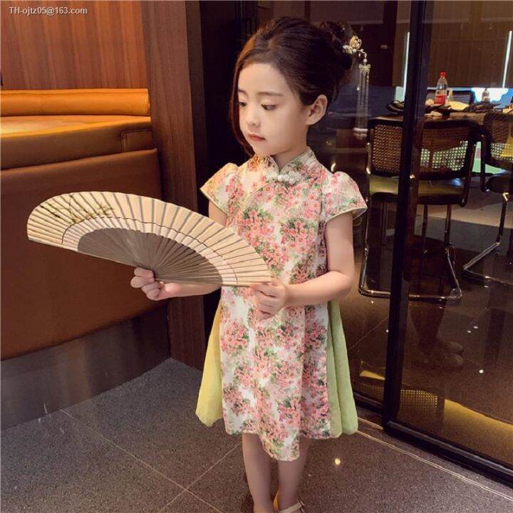 broken-beautiful-slim-skirt-girl-summer-thin-section-temperament-of-chinese-wind-children-improved-cheongsam-qipao-dress-the-girls