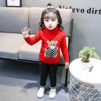 [Childrens clothing] IENENS เสื้อสวมหัวเสื้อกันหนาวตัวหนาฤดูใบไม้ร่วงฤดูหนาวเสื้อคอเต่าเด็กสบายๆอบอุ่นเสื้อถักลายการ์ตูนแขนยาวเด็กผู้หญิง