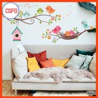 CGFD สาขา DIY ด้วยดอกไม้สีสันสดใสนกสาขาสำหรับเด็กบ้านขนาดเล็กสติกเกอร์ติดผนังรังนกและกิ่งต้นไม้สำหรับห้องนอน