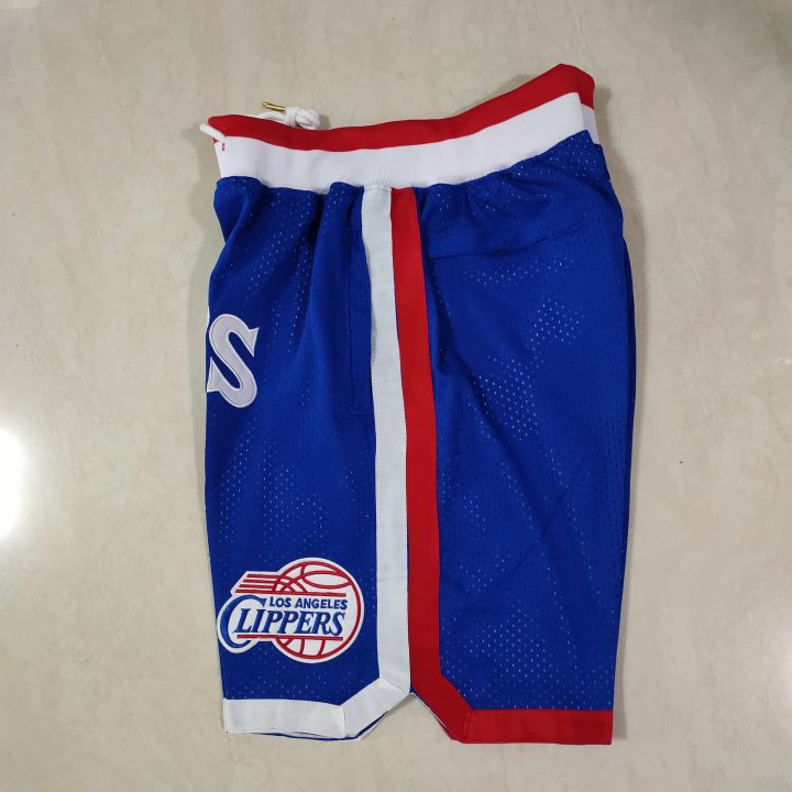 2023เสื้อผ้าบาสเก็ตบอล-just-don-ball-กางเกง-clippers-สีฟ้ากระเป๋ากางเกงกีฬากางเกงบาสเก็ตบอลกางเกงขาสั้น