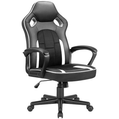 เก้าอี้สำนักงานหนัง PU เก้าอี้เล่นเกม VINEEGO ปรับระดับความสูงได้สไตล์การแข่งเก้าอี้คอมพิวเตอร์ตามหลักสรีรศาสตร์พร้อมบั้นเอว