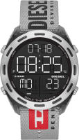 Diesel Mens Crusher Lightweight Nylon Digital Sport Watch Grey