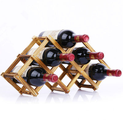 Creative Home Retro Wooden Wine Bottle Holder Practical Collapsible Living Room Decorative Cabinet Red Wine Display Storage Rack