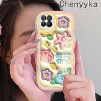 เคส Chenyyka สำหรับ Realme 8 Realme 8 Pro เคส3มิติลายการ์ตูนดอกไม้น่ารักสีสันสดใสกันกระแทกเคสโทรศัพท์แบบใสขอบซิลิโคนป้องกันเลนส์กล้องเคสนิ่มโปร่งใส