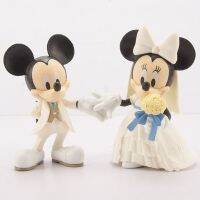 Kartun Putih Pernikahan มิกกี้เมาส์มินนี่ Tokoh Aksi Boneka Lucu Mickey Minnie โมเดลเคลื่อนไหว Pernikahan Mainan Kue Deco