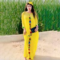 【YF】 Mr Hunkle Fashion Chiffon High Street Dress Autumn Abaya Women Solid Elegant Dresses African vestidos with Inner dress