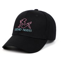 ส่ง NUDES Letter Embroidery Peaked Cap สําหรับผู้หญิงผู้ชายแฟชั่นผ้าฝ้ายสีดําหมวกเบสบอลปรับฤดูร้อนกลางแจ้งสาวหมวกกันแดด