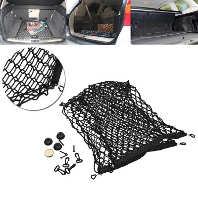 ตาข่ายคลุมสินค้า 100x40 ซม ไนลอนพลาสติกสีดำกระเป๋าเก็บของในรถยนต์ Truck Rear Cargo Net Luggage Organizer Hook Pouch