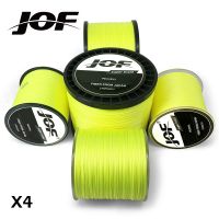 JOF PE เอ็นตกปลาถักสีเหลืองสายตกปลา Multifilament สายแข็งแรง4เส้น100ม. 300ม. 500ม. 1000ม.