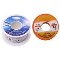 Tin Lead Solder Core Flux Soldering Welding Solder Wire Spool Reel 0.8mm 63/37 + Solid Solder 0.3mm Dia Flux Core 63% Tin 37% Lead Long Wire Reel 2Piece Set