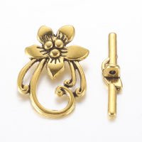 10Set Tibetan Style Toggle Clasps Antique Golden Lead Free and Cadmium Free Size: Flower: 20mm wide 28mm long Bar: 5mm wide 30mm long hole: 2mm