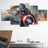 Captain America Wall Art-ภาพวาดผ้าใบ5แผง-โปสเตอร์ภาพยนตร์คลาสสิกสำหรับตกแต่งบ้าน