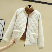 Lightweight Cotton Padded Jacket Womens New Korean Loose Lamb Plush Patchwork Long Sleeve Zipper Female Warm Winter Coats