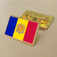 Andorra flag pin 2.5*1.5cm zinc die-cast PVC colour coated gold rectangular rectangular medallion badge without added resin