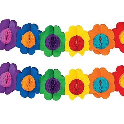 2X Paper Garland Decorations, Mexican Banner Hibiscus Garland Flower Banner Tropical Paper Flowers
