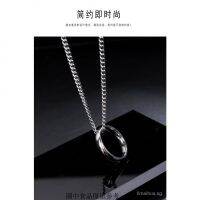 Korean-Style Ring Necklace Mens Normcore Style Titanium Steel Pendant Cool Stylish Guys Simple Hip Hop Pendant Ornament Accessories