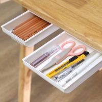 New Concealed Adhesive Fixed Square Office Stationery Under The Desk Makeup Pen Drawer Storage Box