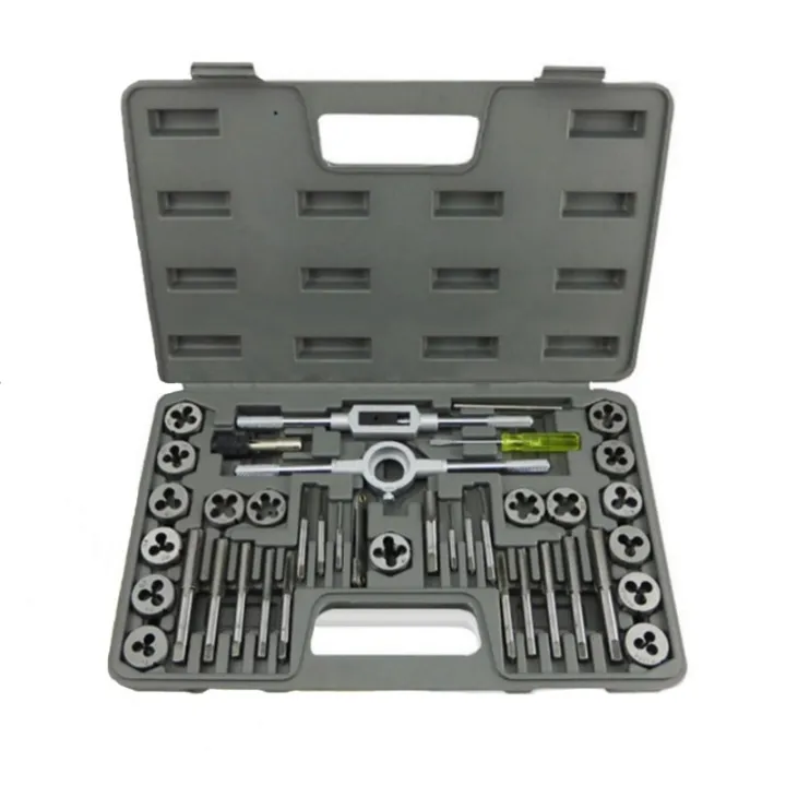 เมตริก40Pcs Tap And Die Set Thread Gauge Wrench Tools Inch Metric Tap Holder Thread Gauge Wrench