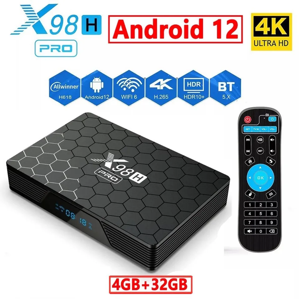 สุดยอดกล่องแอนดรอยด์ทีวีรุ่นใหม่ปี 2023 Android Tv Box X98H Pro แรม4Gb/32Gb  Allwinner ใหม่ H618 Android 12 รองรับแลน 1000 M Wifi 6.0 บลูทูธ 5.0H.265 4K  กล่องสมาร์ททีวี | Lazada.Co.Th