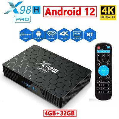 X98H PRO สมาร์ททีวีกล่อง Android 12 ALLWINNER H618( RAM4G ROM 32GB)2.4/5G dual Wifi6 1000M LAN BT5.0 H.265 4K กล่องสมาร