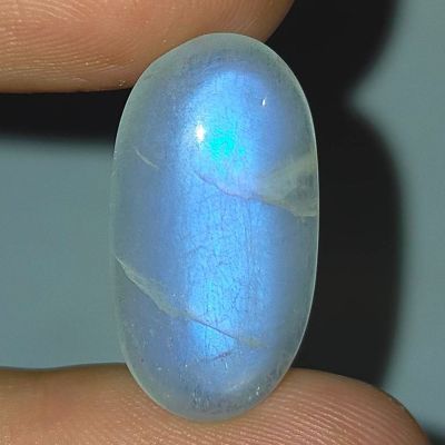 พลอย หลังเบี้ย มูนสโตน มุกดาหาร เหลือบ ฟ้า น้ำเงิน ธรรมชาติ แท้ ( Natural Blue Flash Moonstone ) หนัก 10.32 กะรัต