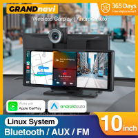 Grandnavi 4พันรถ Dash เวบ Carplay Android บันทึกวิดีโออัตโนมัติ DVR นำทางการควบคุมเสียง WIFI FM แดชบอร์ดเลนส์คู่มองหลัง