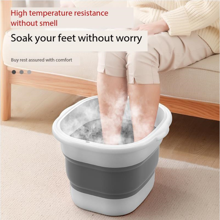LHK Collapsible Silicon Foot Bucket Foot Soaking Therapy Portable 15
