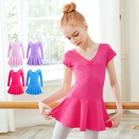 ☈ Girls Child Ballet Dance Dress Cotton Long Sleeve Ballet Leotard Dance Clothes Training Dancewear Girls Round-neck Ballet Dress