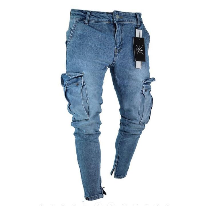 Tall Mid Blue Cargo Side Pocket Wide Leg Jeans | PrettyLittleThing-saigonsouth.com.vn