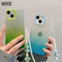 HOCE ไล่เฉดสีหลากสีเงาวับบลิงหรูหราพร้อมเคสโทรศัพท์มีสายคล้องสำหรับ iPhone 14 Pro Max 13 12 11เคสพร้อมสายโซ่ IMD เงากรอบหลังป้องกันการกระแทก