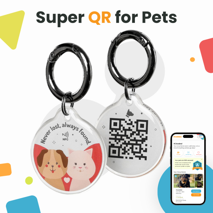 cod Pawnec Smart ID Tag for Dogs Cat QR Code Dog Name Tag Cat Dog Name