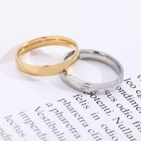 4mm Stainless Steel Ring For Women Men Fashion Gold silver Color Finger Rings Wedding Band High Quality Jewelry Gifts