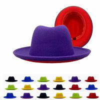 ผู้หญิงที่เรียบง่ายสีม่วงสีแดงเย็บปะติดปะต่อกันจีบ Fedora แจ๊สหมวกสไตล์อังกฤษ T Rilby พรรคอย่างเป็นทางการปานามาหมวกชุดหมวกคาวบอย