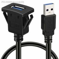 USB 3.0 Square Panel Flush Mount Extension Cable with Buckle for Car Truck Boat Motorcycle Dashboard 3ft 1m