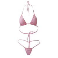 【JH】 Swimwear for 2Pcs Color Halter G-String Set Swimsuit