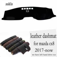 (SSKLO) สำหรับ Mazda Cx8 Cx-8 2017 2018 2019 2020 2021หนัง Dashmat ฝาปิดแผงควบคุมรถ Pad พรมกันลื่น Sunshade พรมที่กำหนดเอง Rhd