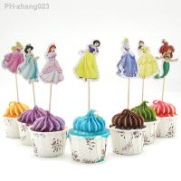 24pcs Cake Decoration Disney Princess Cinderella Mermaid Snow Whit Cake Topper Kid Girl Birthday Party Supplies Baby Shower Gift