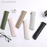 ♨❃❁ Simple Pen Sleeve PU Leather Mini Small Pen Bag Zipper Pencil Pouch Stationery Fountain Pen Holder Case Student School Supplies