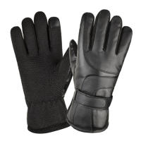 Leather Thick Black One-size-fits-all Warm Gloves Outdoor Winter Ski Leather Big Seven Plus Velvet Thick Cold-proof Anti-skid Sports Motorcycle Riding