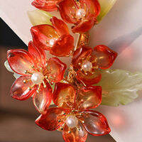 Female Paired Side Hair Clips Handmade Flowers Headpiece with Tassel for Gown Dress Hairstyle Making Tools